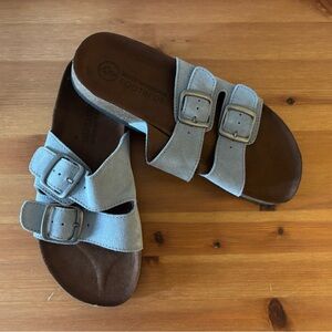 Women’s Denim Blue Double Buckle Sandals